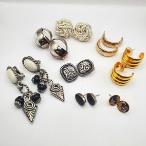 Vintage 80s 90s Pierced Clip On Earring Lot Gold & 